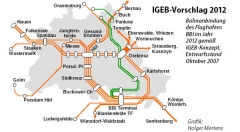 Bahnanbindung des Flughafens BBI im Jahr 2012 gemäß IGEB-Konzept,Entwurfsstand Oktober 2007