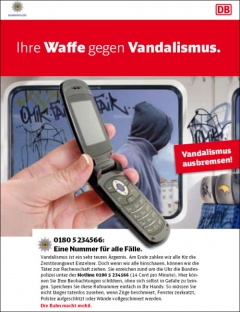 Plakat DB Vandalismus-Hotline